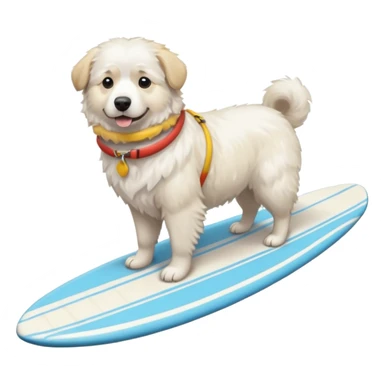 Chien  blanc Montagne des Pyrénées sur une planche de surf sticker
