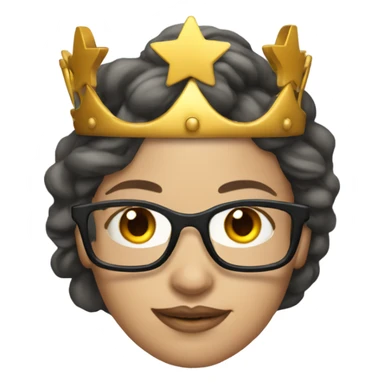tattooed woman very attractive long hair glasses and wearing a crown sticker