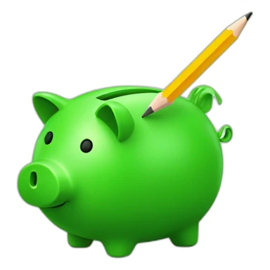 green piggybank with pencil sticker