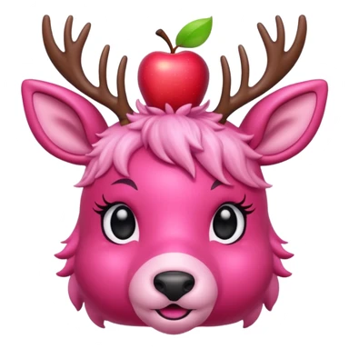 cute pink deer with apple on head sticker