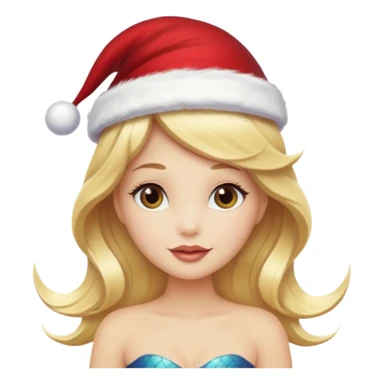 blonde mermaid with christmass hat sticker
