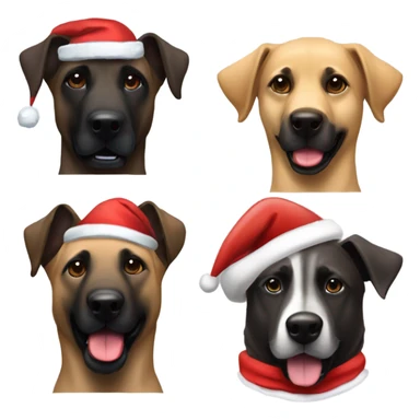 Dark Belgian Malinois and Anatolian Shepherd with Santa hat sticker