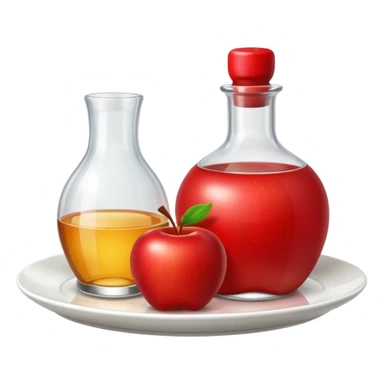 emoji de una manzana, botella, plato (uno al lado del otro) sticker
