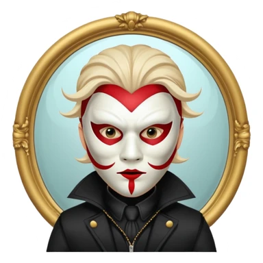 Spooky killer on mask on fancy mirror behind man sticker