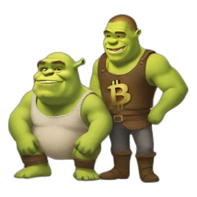 shrek holding bitcoin sticker