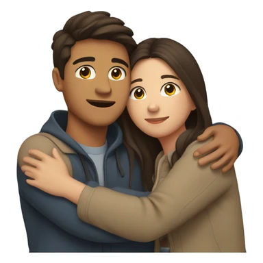 Young Filipino man young brunette woman hug sticker