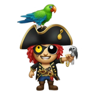 crazy pirate with parrot sticker