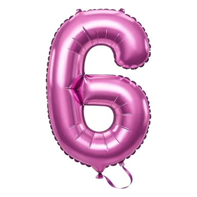 Pink foil balloon in the shape of a number six sticker