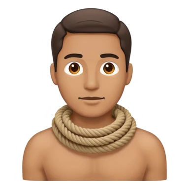 A man who has a rope on his neck sticker