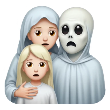 Brother is scared with 1 ghost and girl's mom takes ghost away sticker