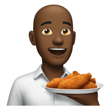 Man eating fried chicken sticker