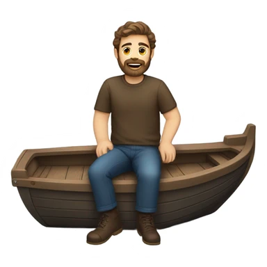 Brown hair man with beard on a boat sticker