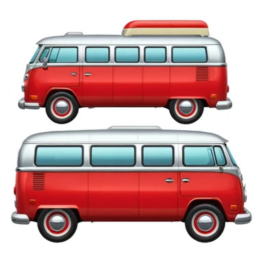 Red retro camper van, side profile sticker
