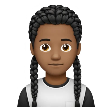 Hazme un emoji de un hombre negro con trenzas cortas, camiseta blanca y una pequeña perilla sticker
