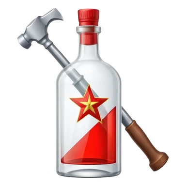 soviet vodka bottle with hammer and sickle sticker