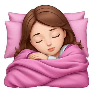 girl with brown hair sleeping with a pink blanket  sticker