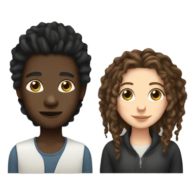 Black boy with dreads and brunette white girl with curly hair sticker