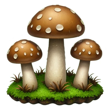 tiny brown mushrooms on moss sticker