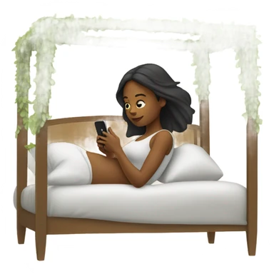 Girl in canopy bed on her phone  sticker