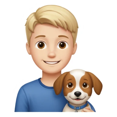 smiling boy with dog outdoors sticker
