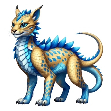 Shiny exotic Dragon-type Fakémon-Lynx-Bobcat-creature full body sticker