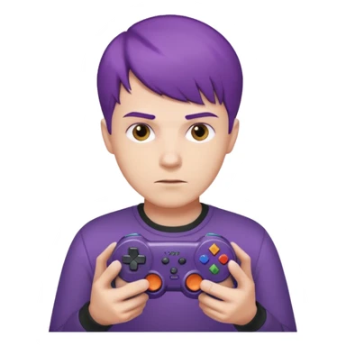 colored purple short male hair gamer game pad controller sticker