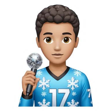 I want these emojis 💎🎤🪩❄️ in one frame with the number 17 I don't want a girl or boy in the pictures. sticker