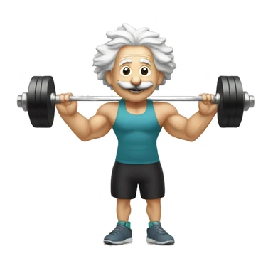 albert einstein happy in the gym with dumbells sticker