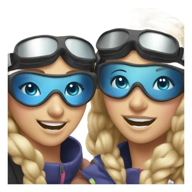 two extremely happy white girl friends with ski goggles on sticker