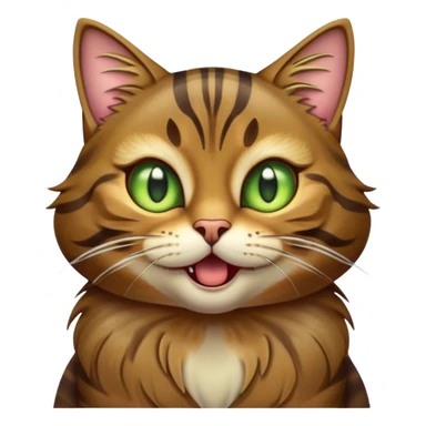 Cinematic Comical Brown Tabby Cat Portrait Emoji, Head tilted dramatically with an exaggeratedly shocked or offended expression, rich brown fur with bold dark tabby stripes, wide piercing golden-green eyes filled with exaggerated disbelief, Simplified yet hilariously expressive features, highly detailed, glowing with a slightly sassy glow, high shine, dramatic yet playful, stylized with an air of attitude, bright and endearing, soft glowing outline, capturing the essence of a sassy and over-the-top feline, so meme-worthy it feels like it could side-eye its way into internet fame instantly! sticker
