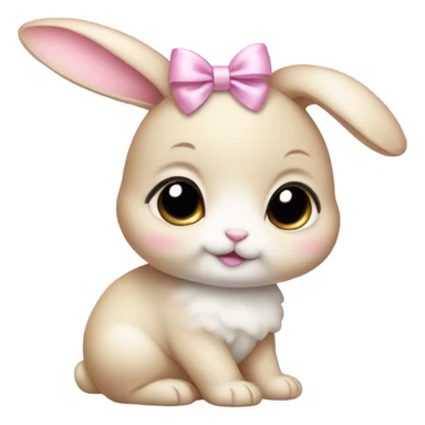 Baby bunny with coquette bow on ear sticker