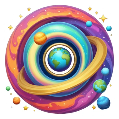 colorful planet with ring sticker