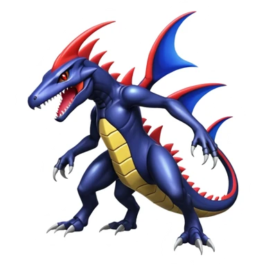 Shiny Exotic Colorful epic Salandit-Garchomp-Genesect-Miraidon-Koraidon-Fakémon-Digimon-hybrid-creature (full body)  sticker