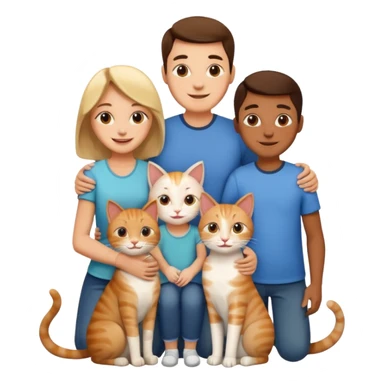 Famille avec enfants et chats  sticker