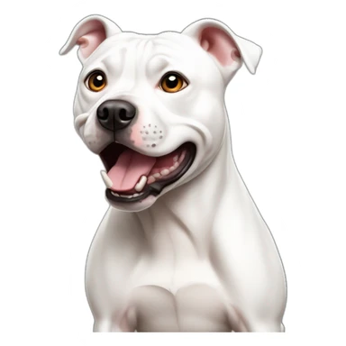White Staffordshire Bull Terrier being in terrible shock because he learned a shocking truth sticker