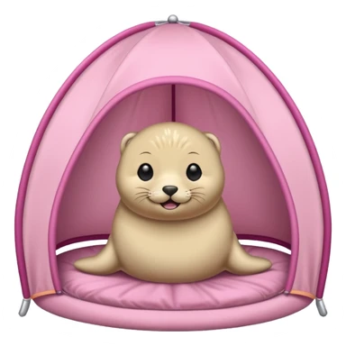 Seal in a light pink tent  sticker