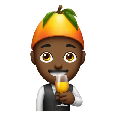 mango man holding wine sticker