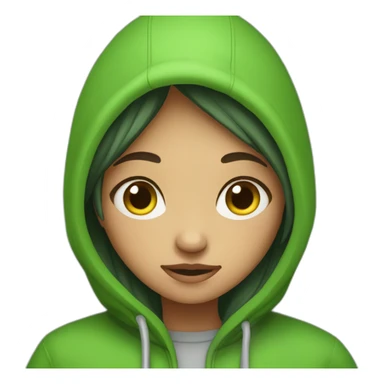a girl wearing a green hoodie freezing in the cold sticker