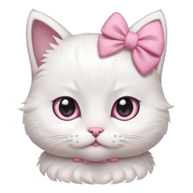 A little white cat with innocent eyes and a pink bow on its head sticker