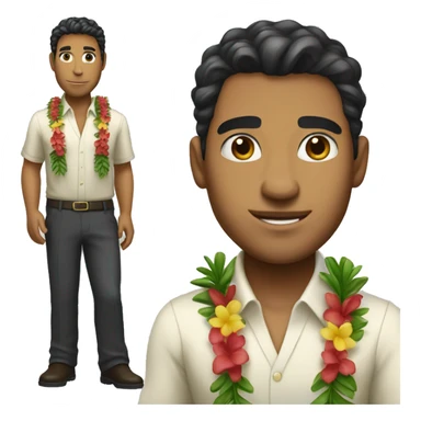 a full portrait of a Hawaiian man with a corporate outfit and no lei. Just a clean outfit. sticker