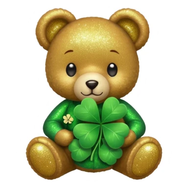 Glitter Teddy with four-leaf clover sticker