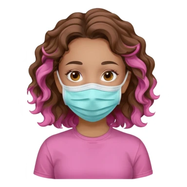 lightskin girl having a spa day with face mask and pink shirt and brown wavy hair  sticker