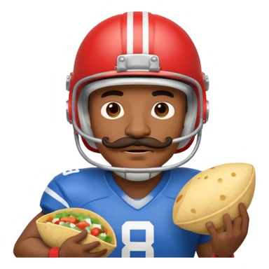 a fresh flour tortilla football player with a mustache sticker