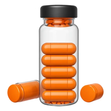 pill bottle with orange pills sticker