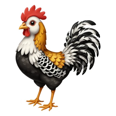 full body chicken, and every single feather have a black and white small pattern sticker