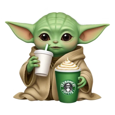 Baby yoda drinking starbucks sticker