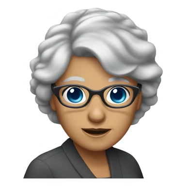 Blue eyes younger grandma with longer gray hair and sunglasses  sticker