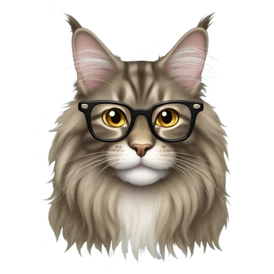 Maine coon cat with glasses  sticker