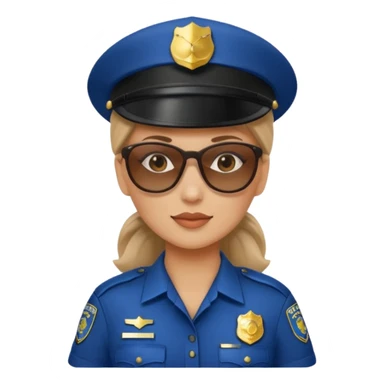 woman police with hair style and hats and sun glasses sticker