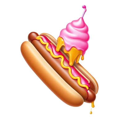 Melting neon ice cream hot dog  sticker